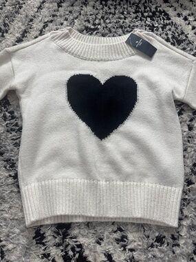 abercrombie kids Cream Sweater with Black Heart